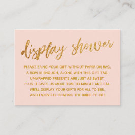 Gold Waves & Handwriting Blush Pink Display Douche Informatiekaartje