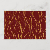 Gold Waves & Handwriting Bourgondië Wedding Detail Informatiekaartje (Achterkant)