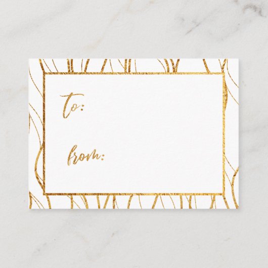 Gold Waves & Handwriting White Display Shower Informatiekaartje (Achterkant)