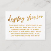 Gold Waves & Handwriting White Display Shower Informatiekaartje (Voorkant)