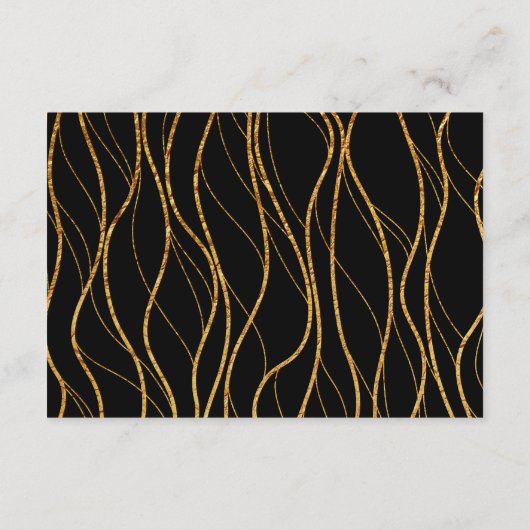 Gold Waves & Handwriting Zwart Trouwdetails Informatiekaartje (Achterkant)