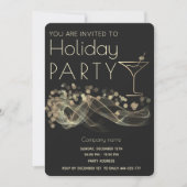 Gold wavy bokeh cocktail corporate Vakantie partij Kaart (Voorkant)