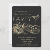 Gold wavy bokeh cocktail Oud en Nieuw Kaart (Voorkant)