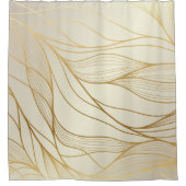 Gold wavy pattern. Luxurious golden linear ornamen Douchegordijn (Voorkant)