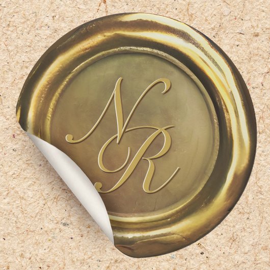 Gold Wax Seal Gepersonaliseerd Initialen Luxe Stic Ronde Sticker