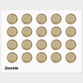 Gold Wax Seal Monogram Initialen Trouwstickers Ronde Sticker (Vel)