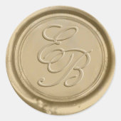 Gold Wax Seal Monogram Initialen Trouwstickers Ronde Sticker (Voorkant)