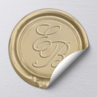 Gold Wax Seal Monogram Initialen Trouwstickers Ronde Sticker