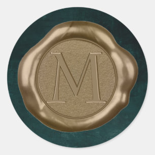 Gold Wax seal Sticker monogram op smaragdgroen,