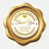 Gold Wax Seal 'Thank You' For Business Sticker (Voorkant)