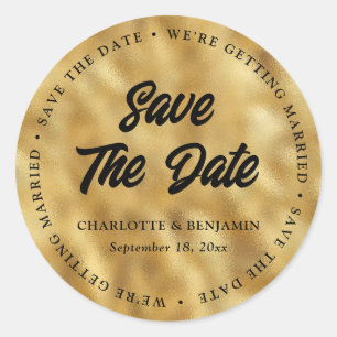 Gold we worden getrouwd met Save the Date Ronde Sticker