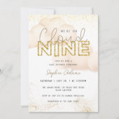 Gold We zijn op Cloud Nine Neutral Baby shower Kaart (Voorkant)