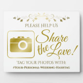 Gold Weddenfoto Share Hashtag Fotoplaat (Voorkant)