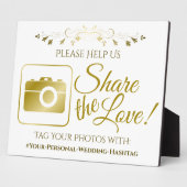 Gold Weddenfoto Share Hashtag Fotoplaat (Zijkant)
