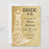 Gold Weddenjurk Bridal Shower Uitnodiging (Voorkant)