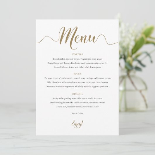 Gold Weddenmenu-tabelkaart Menu (Staand voorkant)