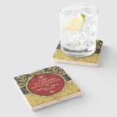 Gold Weddenschap Jubileum Red Black & Gold Gold Stenen Onderzetter (Zijkant)