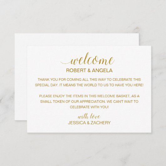 Gold Weddenschap Welkomstcadeau tas met naam en to (Voorkant / Achterkant)