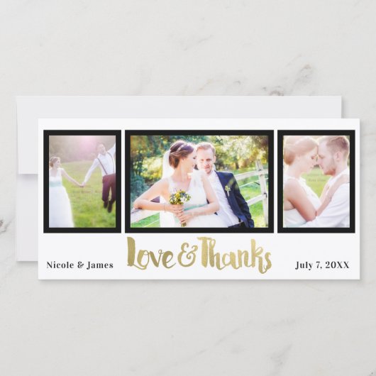 Gold Wedding 3 Foto Liefde & Bedankt Bedankt (Voorkant)