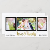 Gold Wedding 3 Foto Liefde & Bedankt Bedankt (Voorkant / Achterkant)