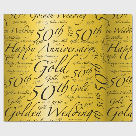 Gold Wedding 50th Jubileum Cadeaupapier (Vlak)