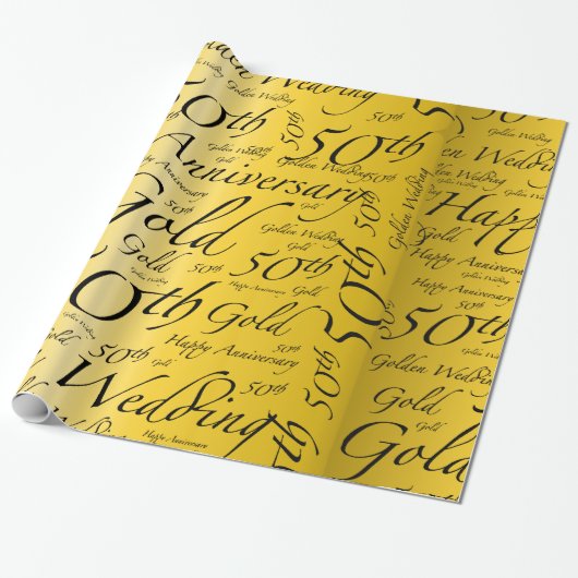 Gold Wedding 50th Jubileum Cadeaupapier (Uitgerold)