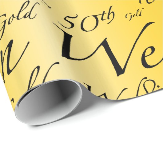Gold Wedding 50th Jubileum Cadeaupapier (Rol Hoek)