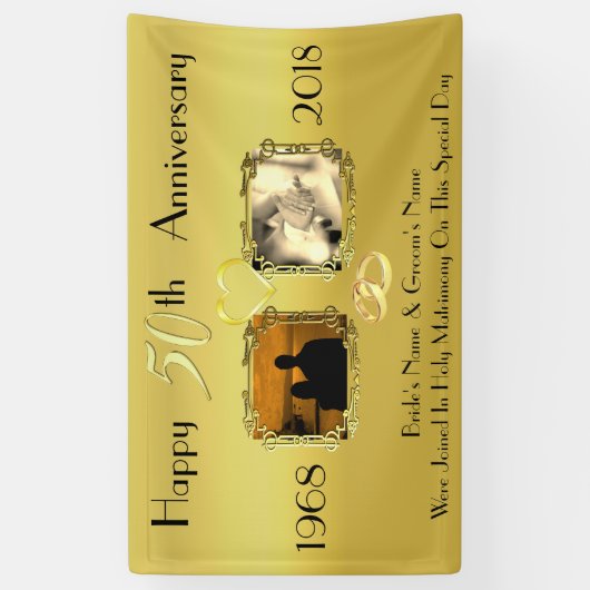 Gold Wedding 50th Jubileum Idea Spandoek (Verticaal)