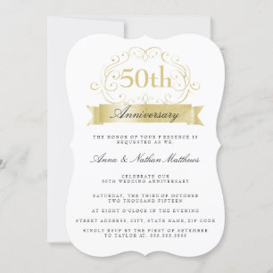 Gold Wedding 50th Jubileum Invite Kaart
