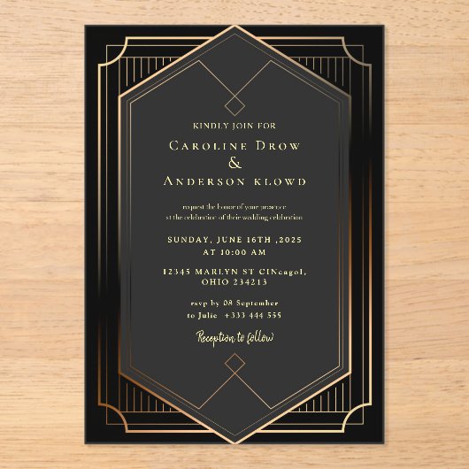 GOLD WEDDING Acrylic Invitations Acryl Uitnodigingen (Voorkant)