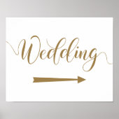 Gold Wedding Arrow Richting rechts aanwijzen Poster (Voorkant)