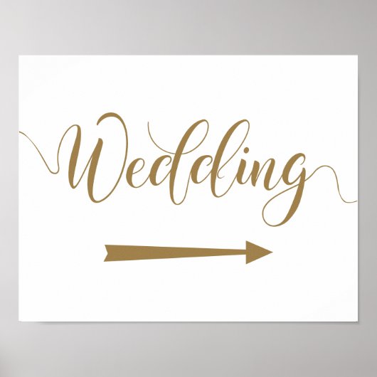 Gold Wedding Arrow Richting rechts aanwijzen Poster (Voorkant)