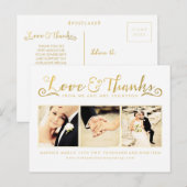 Gold Wedding Bedankt Script Typografie Foto Briefkaart (Voorkant / Achterkant)