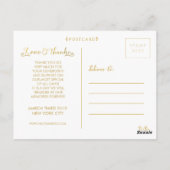 Gold Wedding Bedankt Script Typografie Foto Briefkaart (Achterkant)