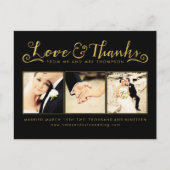 Gold Wedding Bedankt Script Typografie Foto Briefkaart (Voorkant)