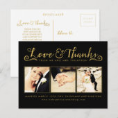 Gold Wedding Bedankt Script Typografie Foto Briefkaart (Voorkant / Achterkant)