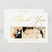 Gold Wedding Bedankt Script Typografie Foto Briefkaart (Voorkant / Achterkant)
