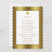 Gold Wedding Bells Scalloped Elegant Kaart (Achterkant)