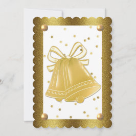 Gold Wedding Bells Scalloped Elegant Kaart