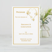Gold Wedding Church Programma Vlinders Hart Programmakaart (Staand voorkant)