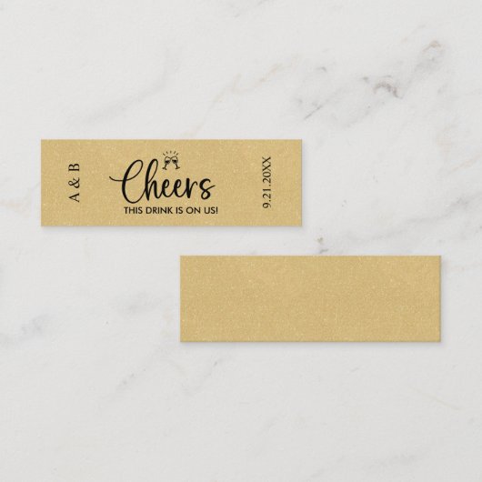 Gold Wedding Drink Ticket Voucher (Voorkant / Achterkant)