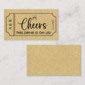 Gold Wedding Drink Ticket Voucher (Voorkant / Achterkant)