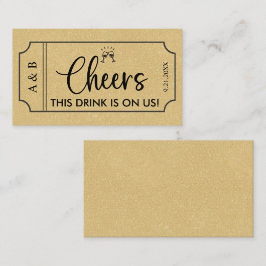 Gold Wedding Drink Ticket Voucher (Voorkant / Achterkant)