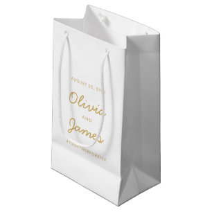 Gold Wedding Eenvoudig Modern Script Hashtag Favor Klein Cadeauzakje