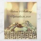 Gold Wedding Elegant Name Date Script Wijn Etiket (Enkel label)