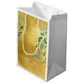 Gold Wedding Favor Welcome Foliage Medium Cadeauzakje (Achterkant Gekanteld)
