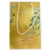 Gold Wedding Favor Welcome Foliage Medium Cadeauzakje (Voorkant)