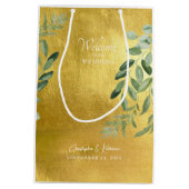 Gold Wedding Favor Welcome Foliage Medium Cadeauzakje (Achterkant)