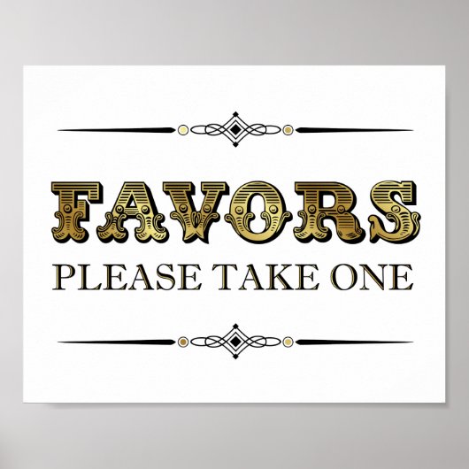  Gold Wedding FAVORS Sign Print (Voorkant)