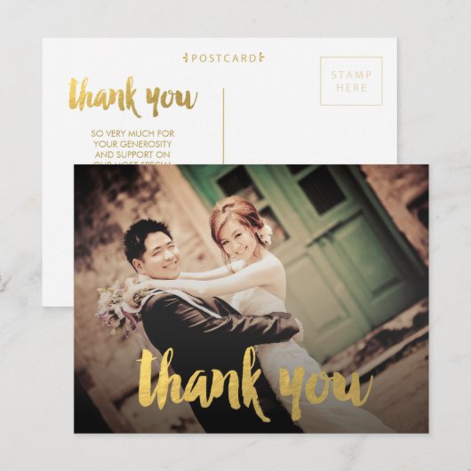 Gold Wedding Hartelijk dank Briefkaart voor de fot (Voorkant / Achterkant)